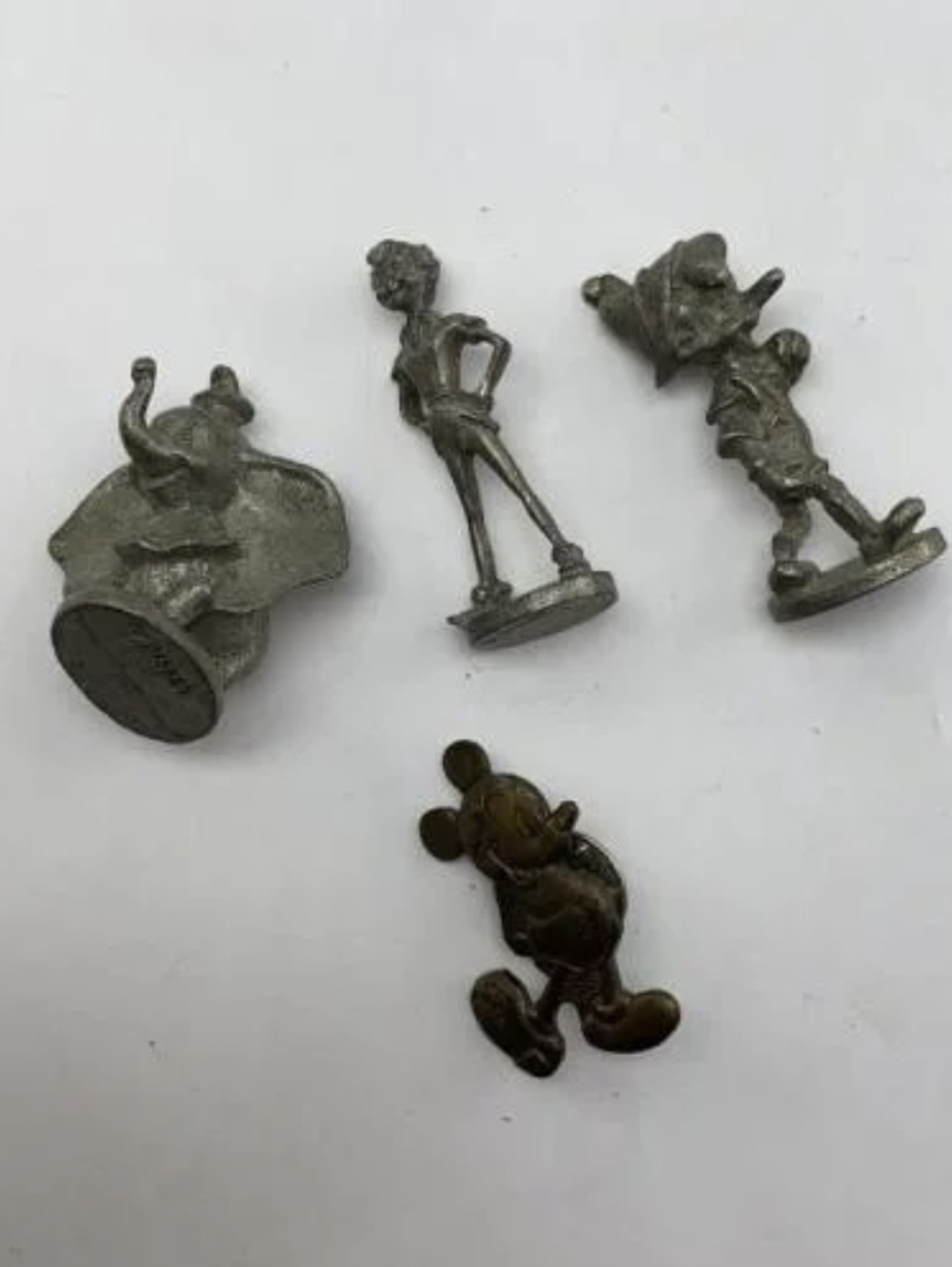 Vintage Y2K Disney Metal COLLECTIBLE Characters - 3 Pewter Figurines & Lapel Pin